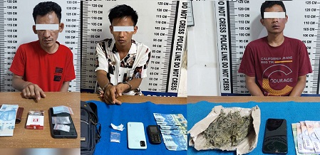 Ketiga pelaku dan barang bukti