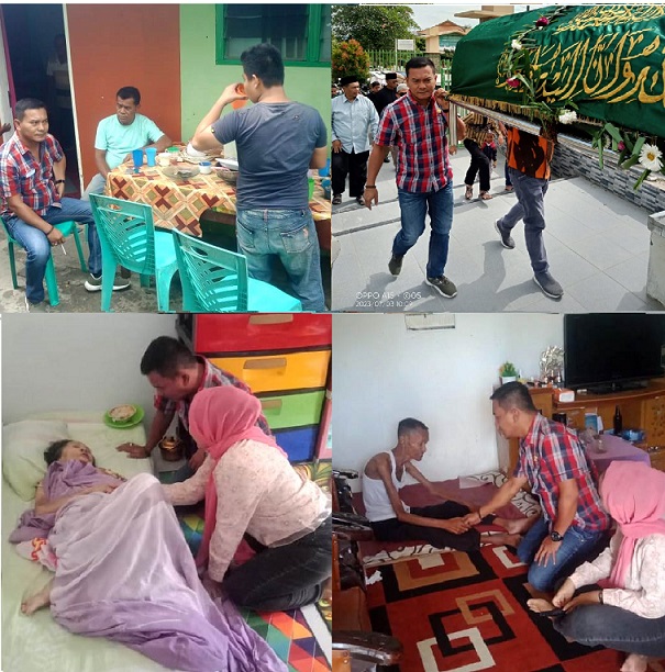 Andika Prayogi Sinaga saat membesuk warga yang sakit dan turut memanggul keranda jenazah orang meninggal