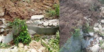 Drainase yang rusak karena alat berat
