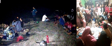 Masyarakat turut menunggu di tepi sungai dan jenazah di rumah duka