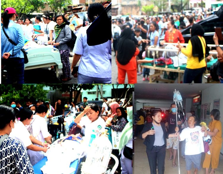 Pasien yang dievakuasi dari ruang inap