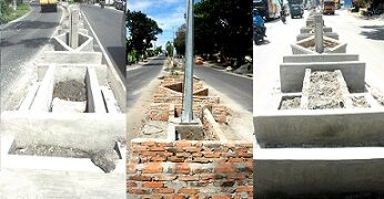 Bangunan di atas pulau jalan, Jalan Sisingamangaraja dan bagian tengah di Jalan A Yani