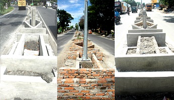 Bangunan di atas pulau jalan, Jalan Sisingamangaraja dan bagian tengah di Jalan A Yani