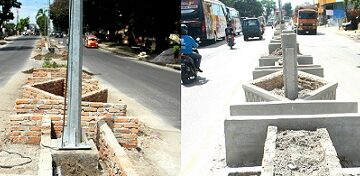 Proyek taman di  pulau jalan, Jalan A yani dan Sisingamangara yang dihentikan