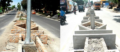 Proyek taman di pulau jalan, Jalan A yani dan Sisingamangara yang dihentikan