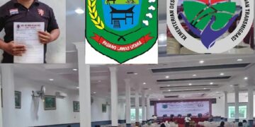 Ali Yusuf Siregar, logo kedua lembaga penyelenggara dan lokasi pelaksanaan pelatihan
