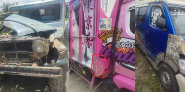 Kenderaan yang bertabrakan.