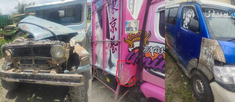 Kenderaan yang bertabrakan.