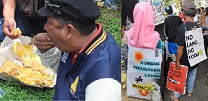 Santap nasi bungkus dan poster soal makan