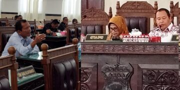 Daud Simanjuntak ajukan intrupsi Soal Ranperda RTRW kepada Ketua DPRD Siantar yang duduk didampingi Wali Kota