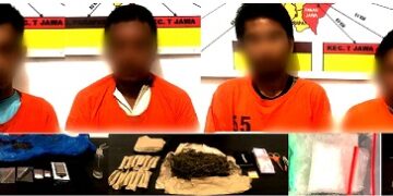 Para tersangka dan barang bukti