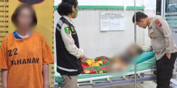 Pelaku dan korban yang terbaring mendapat perhatian dari Kapolres Simalungun