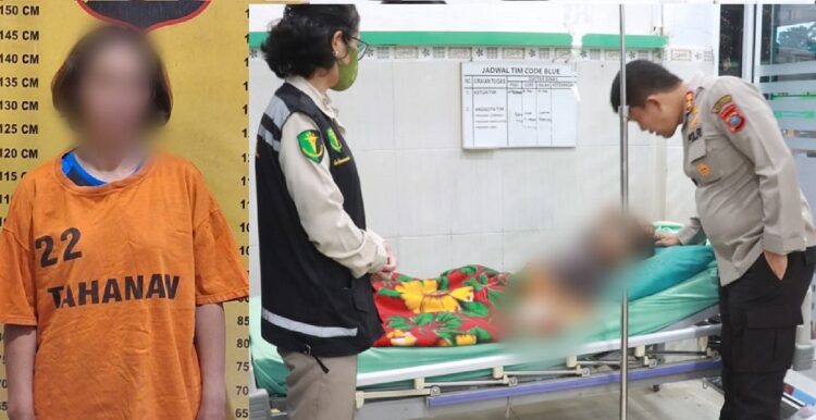 Pelaku dan korban yang terbaring mendapat perhatian dari Kapolres Simalungun