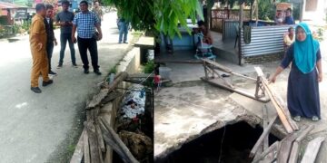Kerusakaan drainase yang ditinjau Tim APS 2 dan Lurah serta PUTR