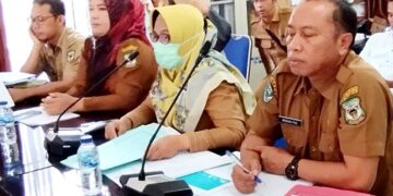 Kadis Kesehatan pakai masker didampingi kepala bidang
