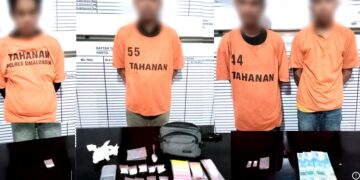 Keermpat tersangka bersama barang bukti