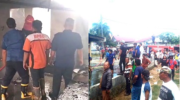 Petugas Damkar berhasil memadamkan api dan masyarakat ramai