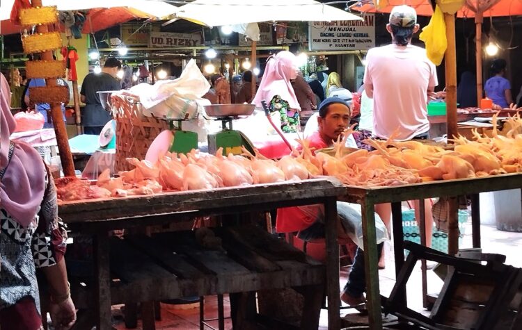 Penjual ayam potong di Pasar Horas