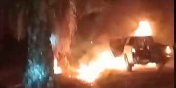 Aksi pembakaran mobil sekuriti