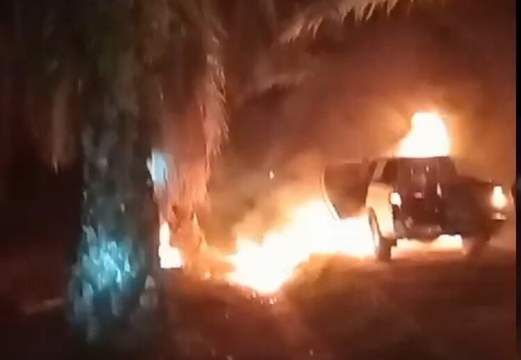 Aksi pembakaran mobil sekuriti