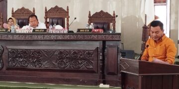 Andika Prayogi Sinaga bacakan pandangan umum Fraksi Hanura