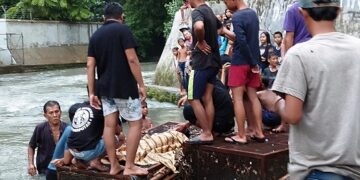 Sang bayi ditutup kain batik