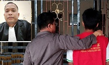 Terdakwa  usai persidangan dan (Inset) Penasehat Hukum Briliant Romual Togatorop SH