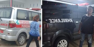 Mobil ambulans sebelum dicuri dan setelah ditemukan