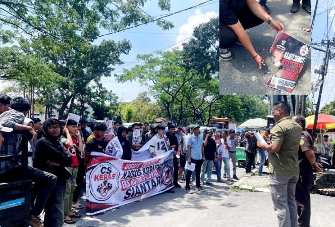 Unjukrasa di depan Kejati Sumut