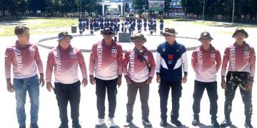 Pelatih dan Paskibra di Lapangan H Adam Malik