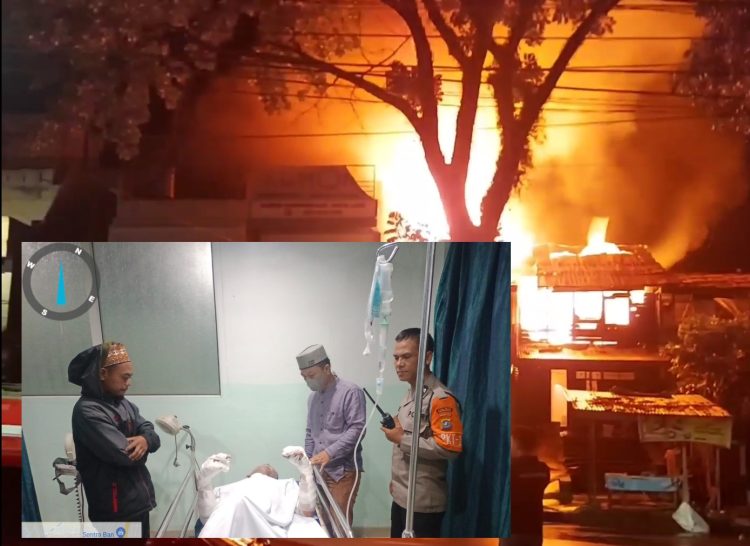 Foto kolase Lokasi kebakaran Jalan Sangnaualuh, Korban dirawat di Rumah Sakit Vita Insani.