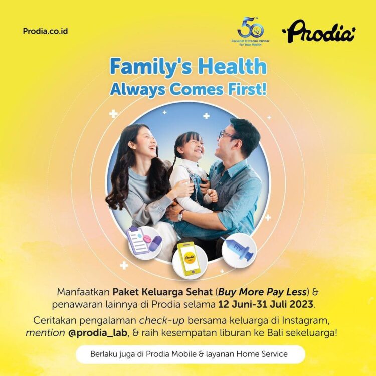 Unduh aplikasi UbyProdia dan gunakan fitur home service agar selalu sigap memenuhi kebutuhan kesehatan keluarga.