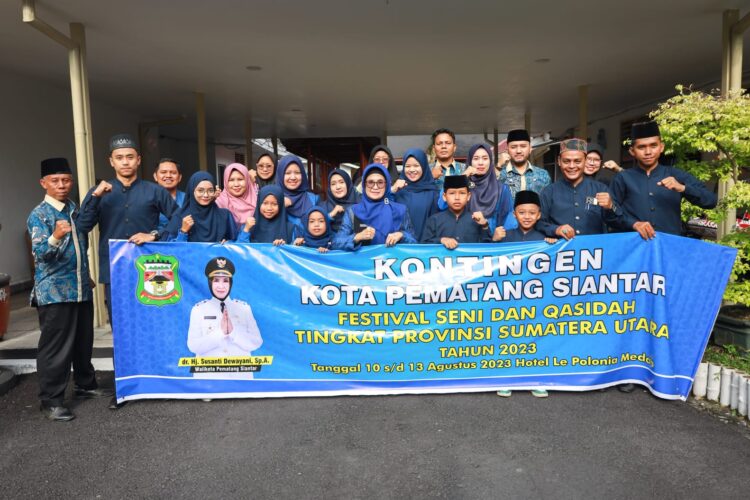 Wali Kota Pematang Siantar dr Susanti Dewayani SpA memberangkatkan 11 peserta Festival Seni dan Qasidah Tingkat Provinsi Sumatera Utara (Sumut) Tahun 2023. Para peserta diberangkatkan , Kamis (10/08/2023)