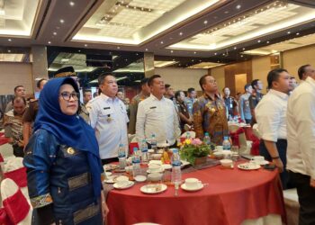 Wali Kota Pematang Siantar dr Susanti Dewayani SpA bersama bupati/wali kota se-Provinsi Sumatera Utara (Sumut) mengikuti Deklarasi Pemilu Damai, di Grand Mercure Maha Cipta Medan, Rabu (27/09/2023)