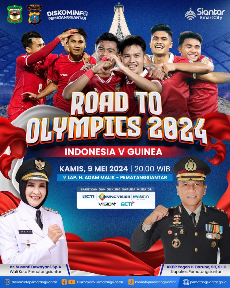 Pemko Pematangsiantar kembali menggelar nonton bareng (nobar) pertandingan sepakbola Indonesia vs Guinea dalam rangka memperebutkan tiket ke Olimpiade Paris 2024 di Lapangan Adam Malik, malam ini Kamis (09/05/2024).