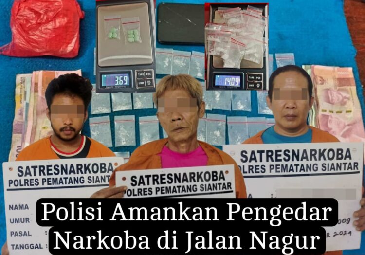 Tiga Pengedar Narkoba Ditangkap Polres Pematangsiantar di Jalan Nagur