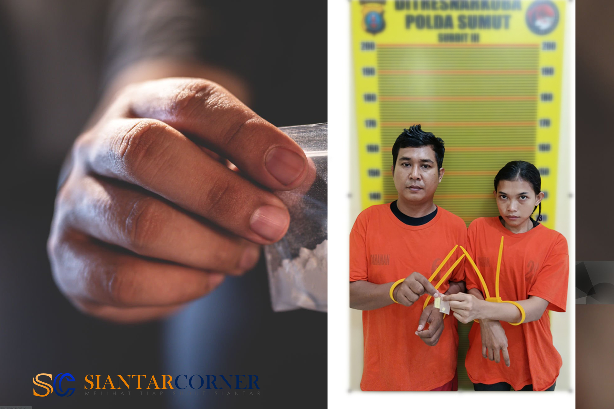 Rizka dan Iqbal diamankan bersama barang bukti ekstasi di Mapolda Sumut.