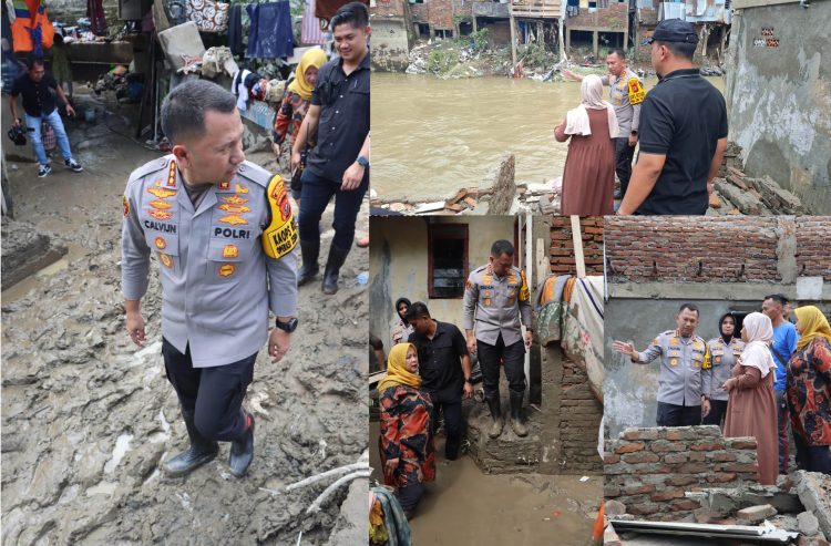 Kapolrestabes Medan, Kombes Pol. Dr. Jean Calvijn Simanjuntak menyapa dan berdialog dengan warga yang rumahnya terdampak banjir, mendengarkan langsung keluhan dan kebutuhan mereka.