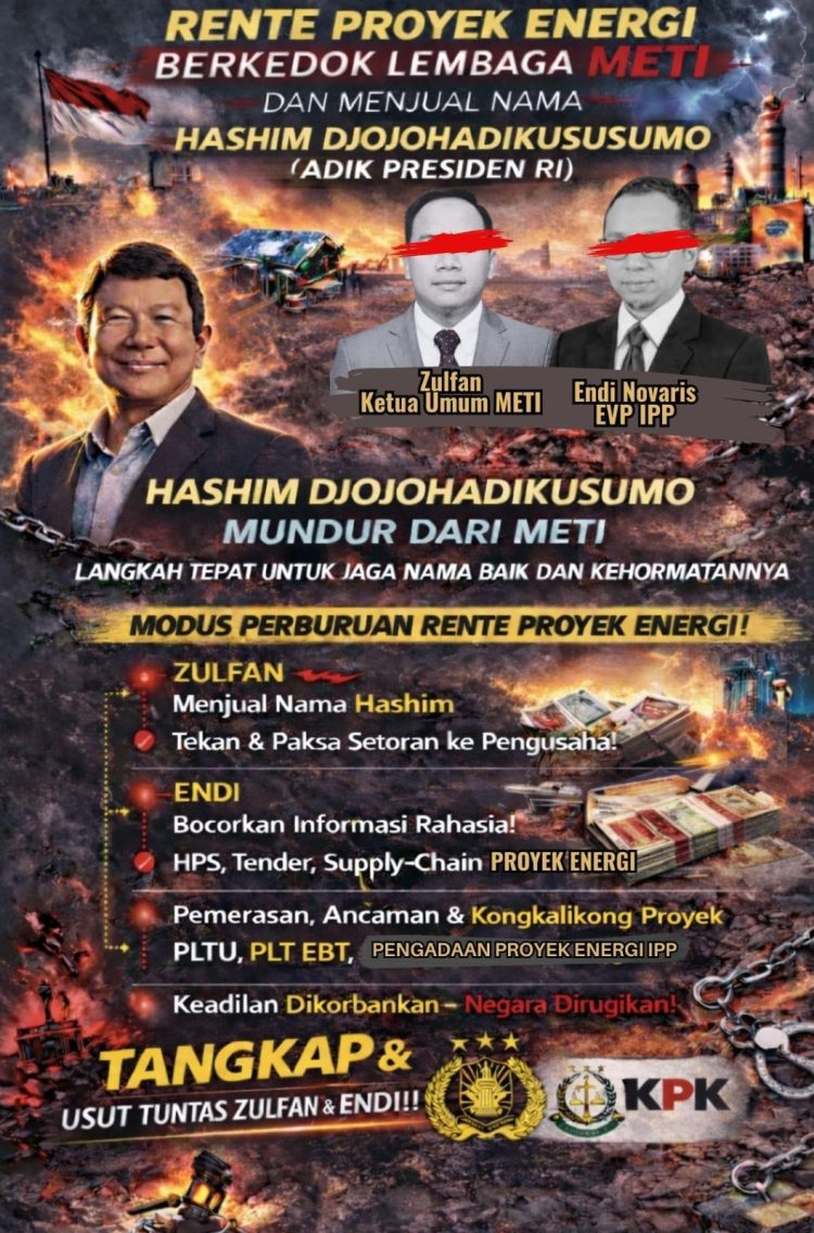 Gerakan Pemuda Energi Bongkar Dugaan Rente Proyek Berkedok METI, Nama Hashim Djojohadikusumo Disebut Dicatut