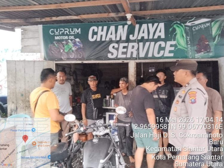Polsek Siantar Utara Gerak Cepat Tangani Kebakaran Bengkel di Jalan HOS Cokro Aminoto
