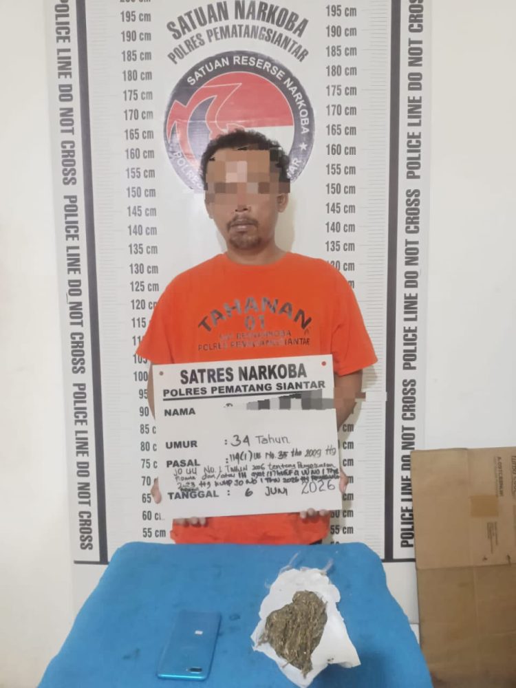 Residivis Narkoba Diciduk di Siantar, Polisi Sita 88,14 Gram Ganja