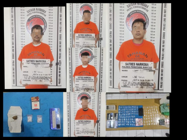 Polres Pematangsiantar Ringkus Lima Tersangka Pengedar Narkotika, 139 Paket Sabu Disita