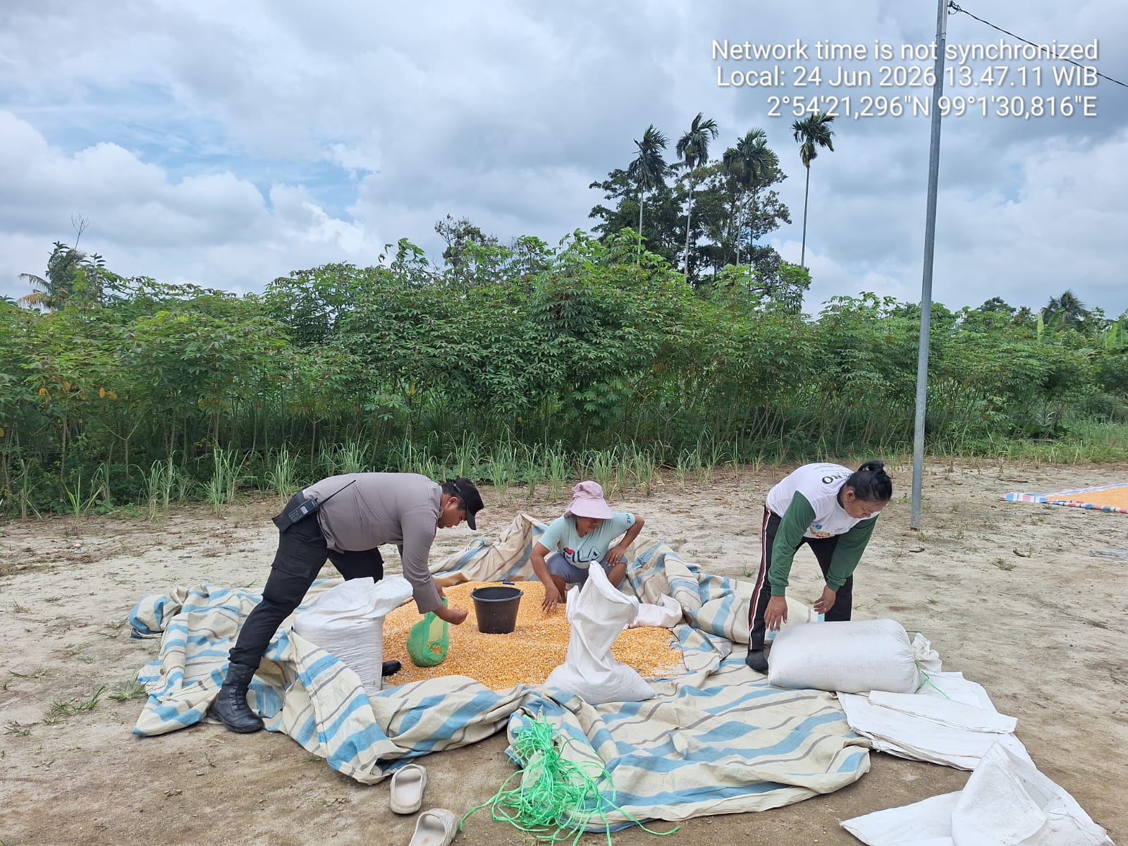 Dukung Ketahanan Pangan, Bhabinkamtibmas Siantar Marihat Dampingi Petani Jagung Uji Kualitas Hasil Panen ke Bulog