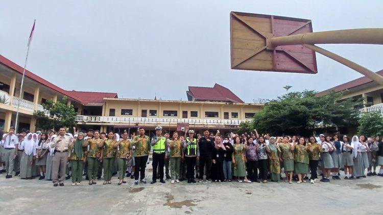 Cegah Pelajar Jadi Korban Kecelakaan, Sat Lantas Polres Pematangsiantar Edukasi 600 Siswa YP Pelita Soal Keselamatan Berkendara