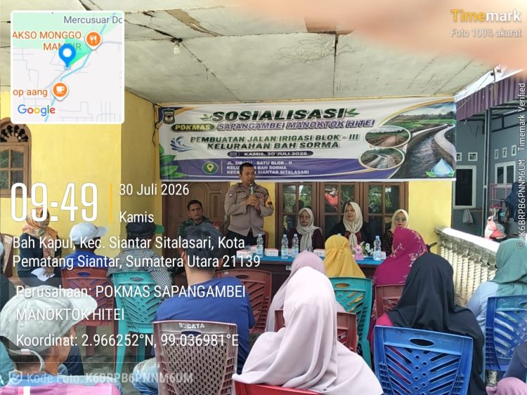 Polri Kawal Pembangunan Hingga Tuntas, Bhabinkamtibmas Ajak Warga Awasi Proyek Jalan Irigasi di Bah Sorma
