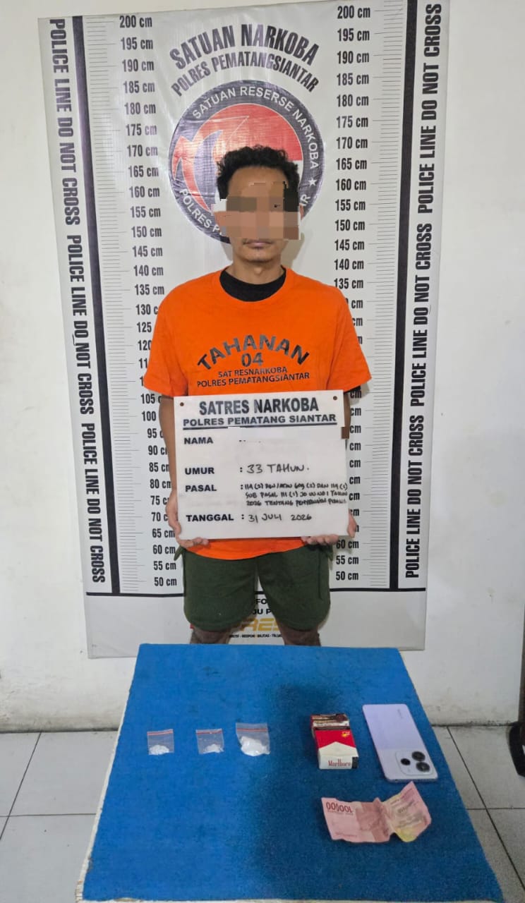Bawa 9,05 Gram Sabu, Residivis Asal Sabang Diciduk Satresnarkoba Polres Pematangsiantar