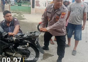 Api Lahap Motor Pelajar, Bhabinkamtibmas Polsek Perdagangan Bergerak Cepat Bersama Warga