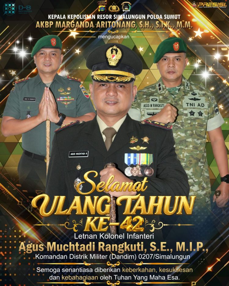 HUT ke-42 Dandim 0207/SML, Kapolres Simalungun Titip Doa dan Harapan untuk Sinergi TNI-Polri