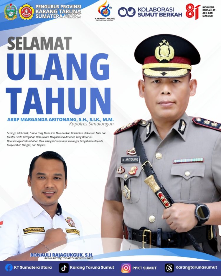 Genap 47 Tahun, Kapolres Simalungun Dapat Doa dari Ketua Karang Taruna Sumut: Sinergi Pemuda dan Polri Makin Solid