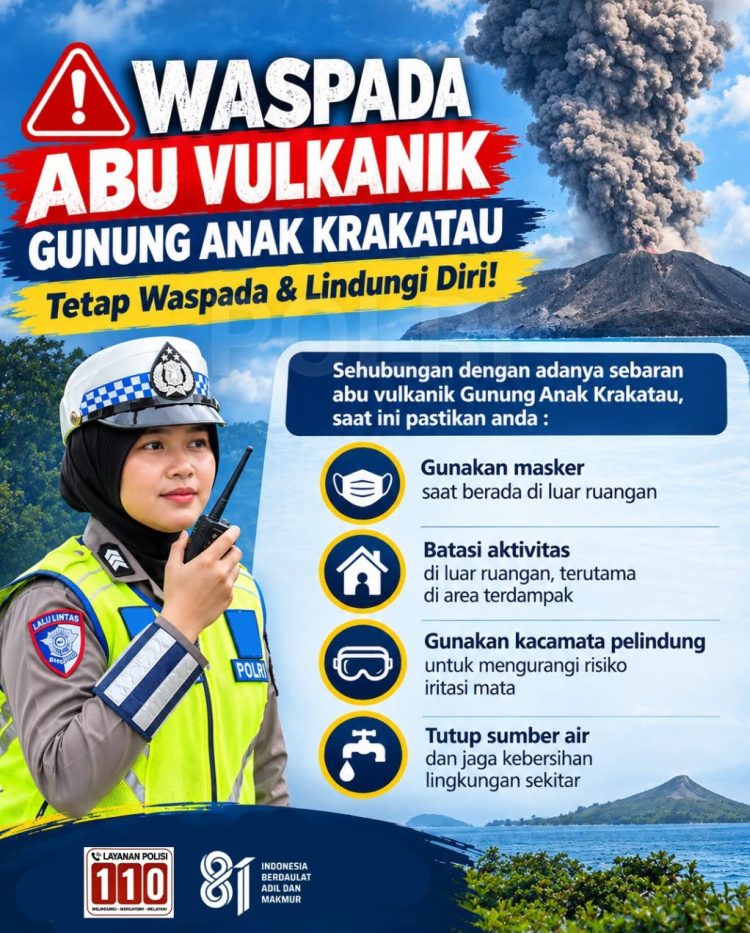 Abu Vulkanik Anak Krakatau Mulai Terasa, Polres Simalungun Ingatkan Warga: Waspada Boleh, Panik Jangan
